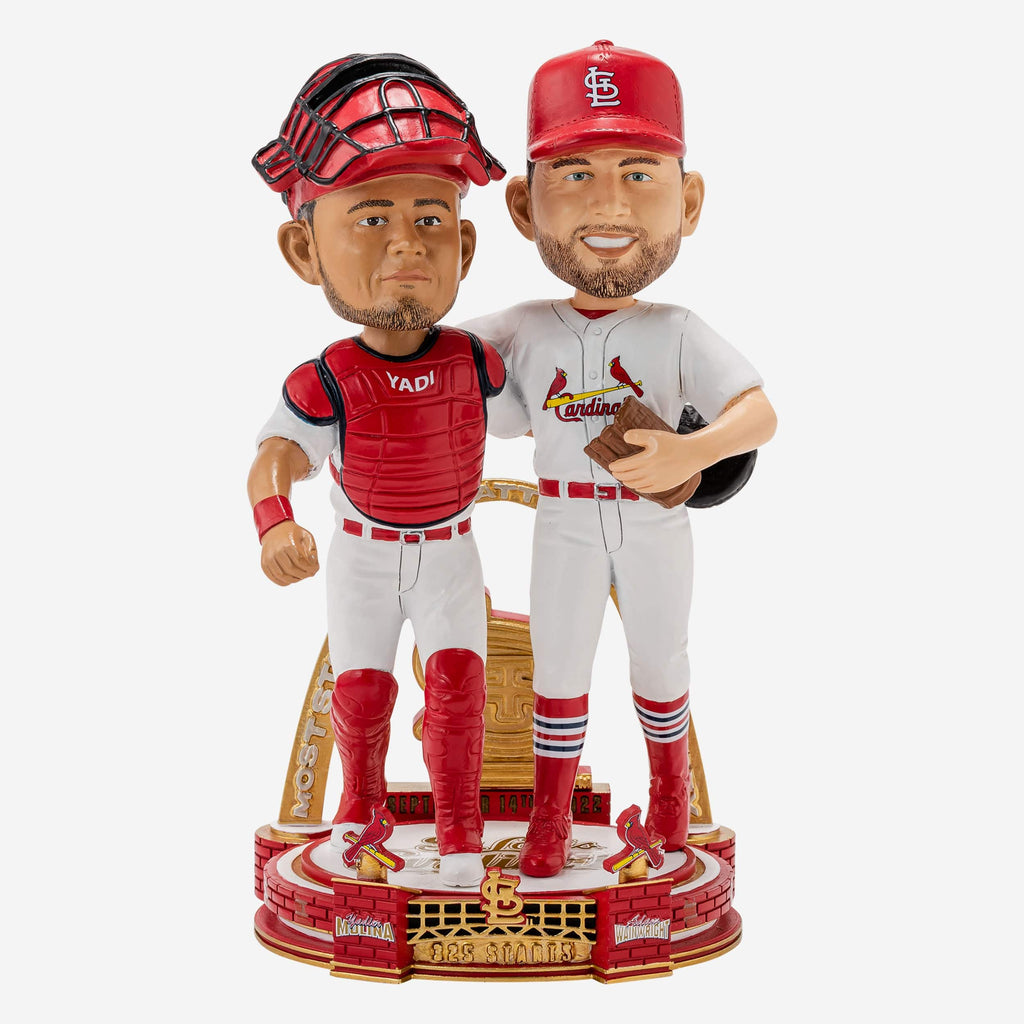 Adam Wainwright & Yadier Molina St Louis Cardinals 325 Career Battery Start Record Dual Bobblehead FOCO - FOCO.com