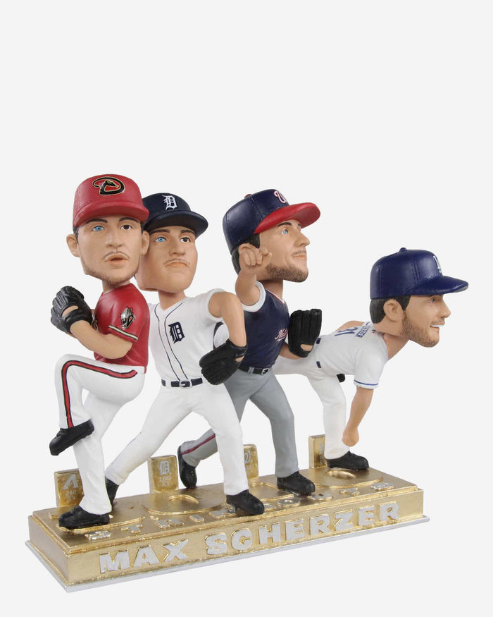 Max Scherzer 4 Team Career 3000 Strikeout Mini Bobblehead Scene FOCO - FOCO.com