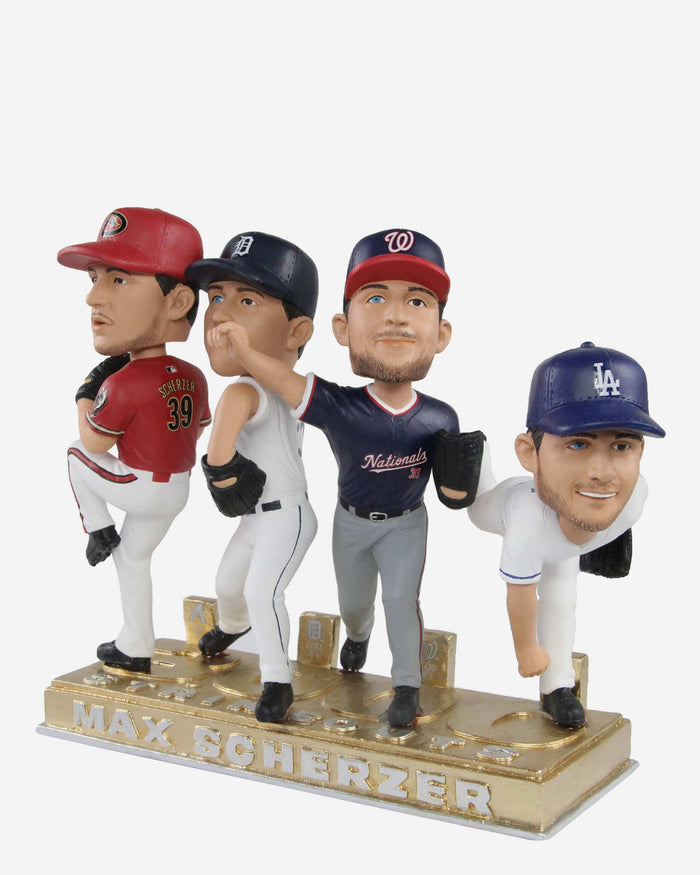 Max Scherzer 4 Team Career 3000 Strikeout Mini Bobblehead Scene FOCO - FOCO.com