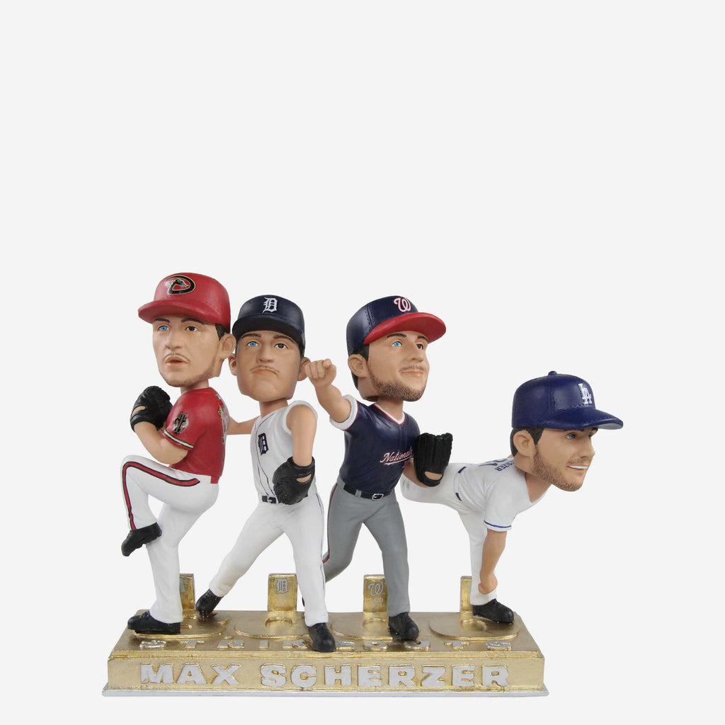 Max Scherzer 4 Team Career 3000 Strikeout Mini Bobblehead Scene FOCO - FOCO.com