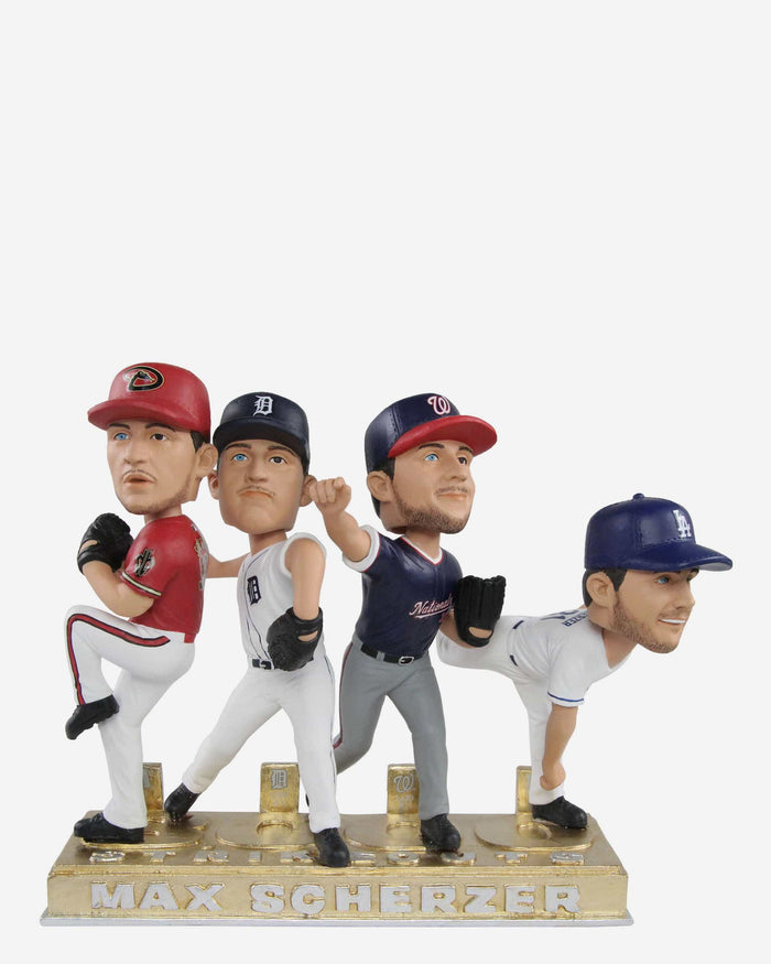 Max Scherzer 4 Team Career 3000 Strikeout Mini Bobblehead Scene FOCO - FOCO.com