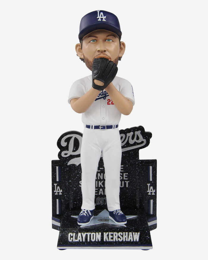 Clayton Kershaw Los Angeles Dodgers Milestone All-Time Franchise Strikeouts Leader Bobblehead FOCO - FOCO.com