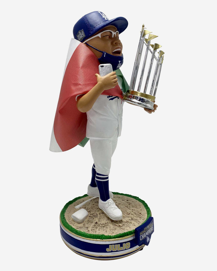 Julio Urias Los Angeles Dodgers 2020 World Series Champions Flag Celebration Bobblehead FOCO - FOCO.com