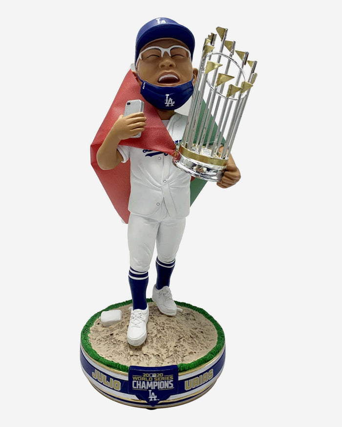 Julio Urias Los Angeles Dodgers 2020 World Series Champions Flag Celebration Bobblehead FOCO - FOCO.com