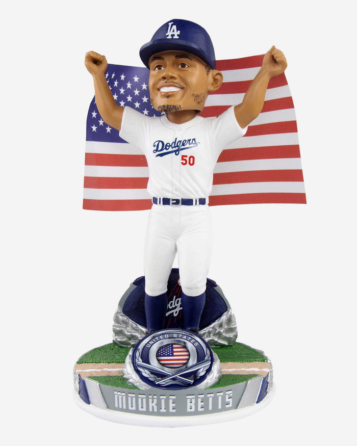 Mookie Betts Los Angeles Dodgers National Flag Bobblehead FOCO - FOCO.com