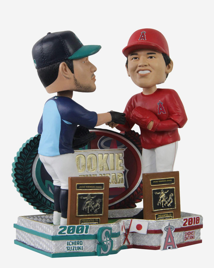 Ichiro Suzuki & Shohei Ohtani Seattle Mariners & Los Angeles Angels 2001 & 2018 AL Rookie Of The Year Dual Bobblehead FOCO - FOCO.com