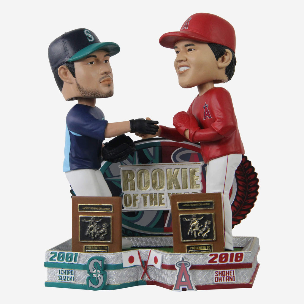 Ichiro Suzuki & Shohei Ohtani Seattle Mariners & Los Angeles Angels 2001 & 2018 AL Rookie Of The Year Dual Bobblehead FOCO - FOCO.com