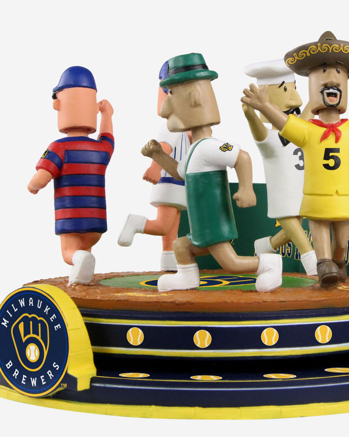 Milwaukee Brewers Racing Sausages Mini Bobblehead Scene FOCO - FOCO.com