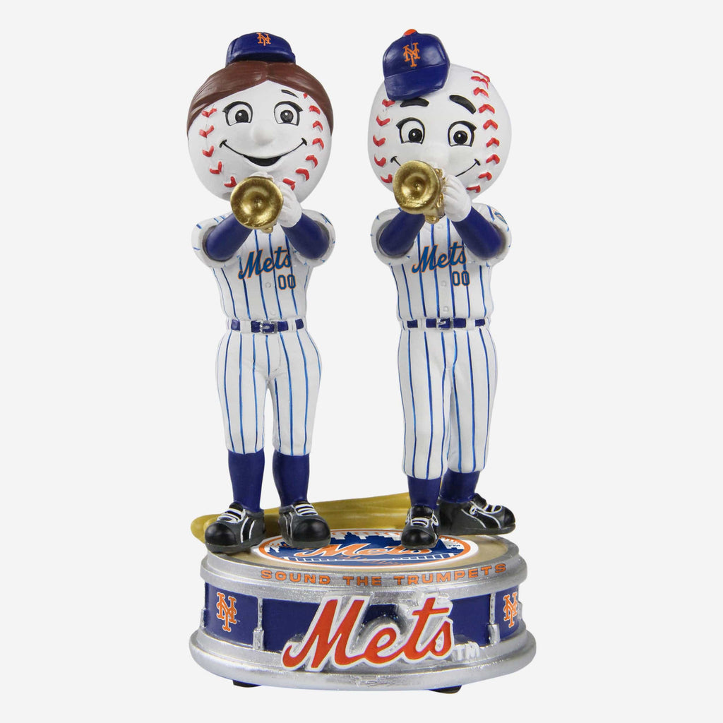 Mr Met & Mrs Met New York Mets Trumpet Mini Mascot Bobblehead Scene FOCO - FOCO.com