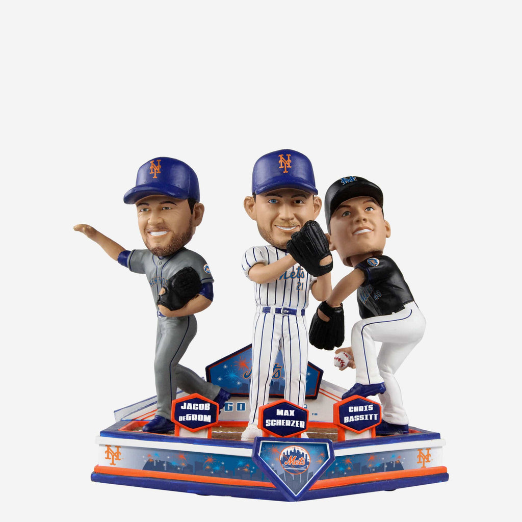 Max Scherzer & Jacob deGrom & Chris Bassitt New York Mets Triple Bobblehead FOCO - FOCO.com