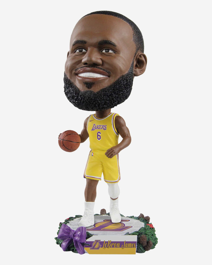 LeBron James Los Angeles Lakers Holiday Wreath Bighead Bobblehead FOCO - FOCO.com