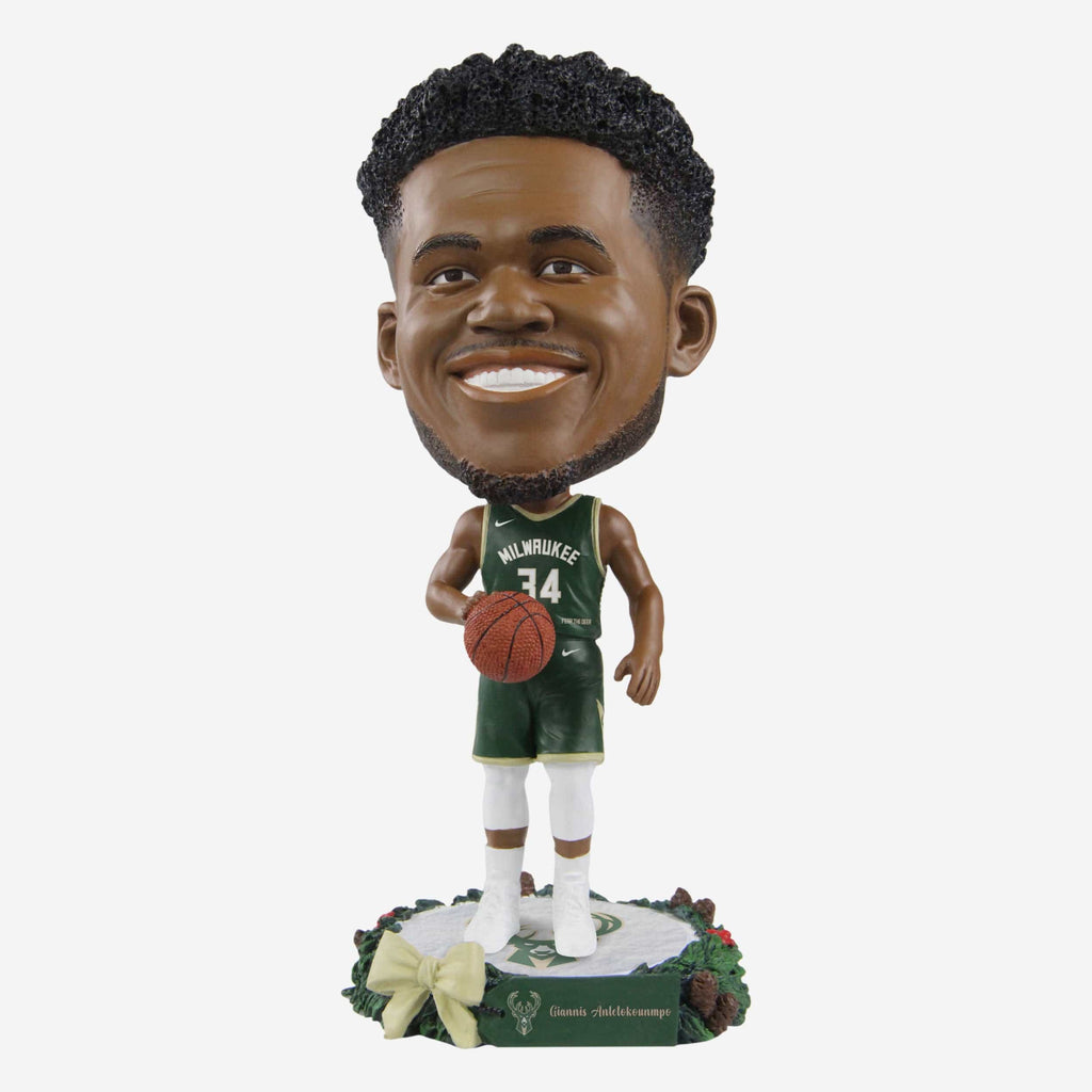 Giannis Antetokounmpo Milwaukee Bucks Holiday Wreath Bighead Bobblehead FOCO - FOCO.com