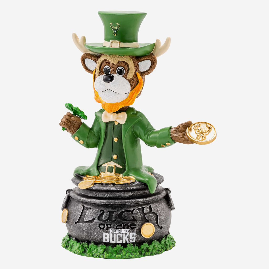 Bango Milwaukee Bucks Saint Patricks Day Mascot Bobblehead FOCO - FOCO.com