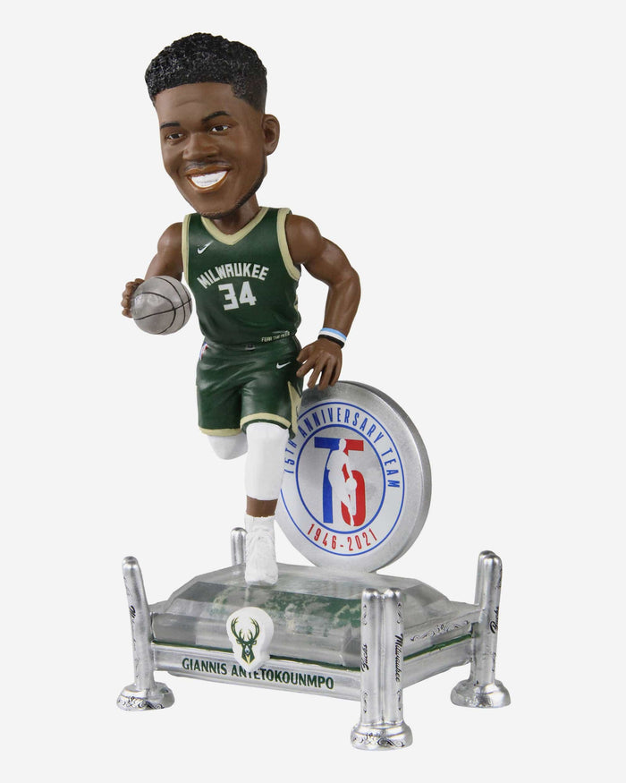 Giannis Antetokounmpo Milwaukee Bucks 75th Anniversary Bobblehead FOCO - FOCO.com
