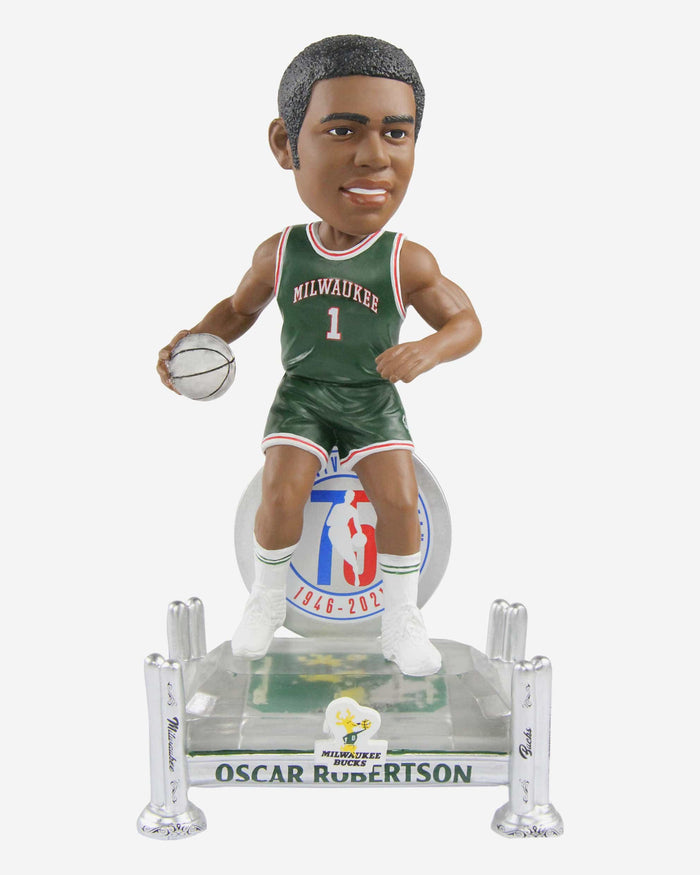 Oscar Robertson Milwaukee Bucks 75th Anniversary Bobblehead FOCO - FOCO.com