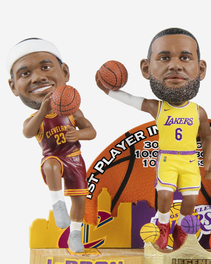 LeBron James Los Angeles Lakers Points Rebounds & Assists Milestone Triple Bobblehead FOCO - FOCO.com