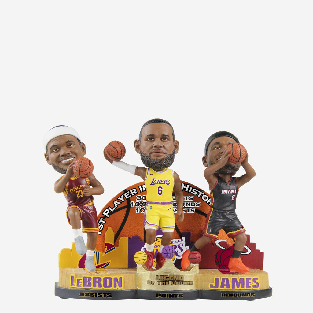 LeBron James Los Angeles Lakers Points Rebounds & Assists Milestone Triple Bobblehead FOCO - FOCO.com
