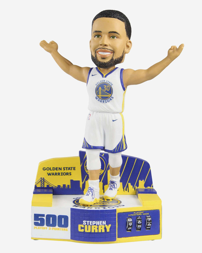 Steph Curry Golden State Warriors Playoff 3-Point Counter Bobblehead FOCO - FOCO.com