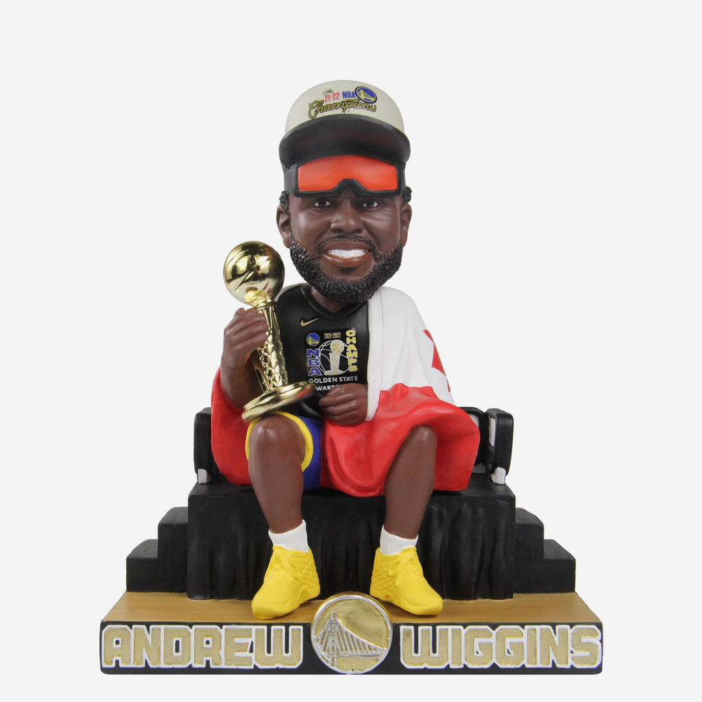 Andrew Wiggins Golden State Warriors Trophy And Flag Bobblehead FOCO - FOCO.com