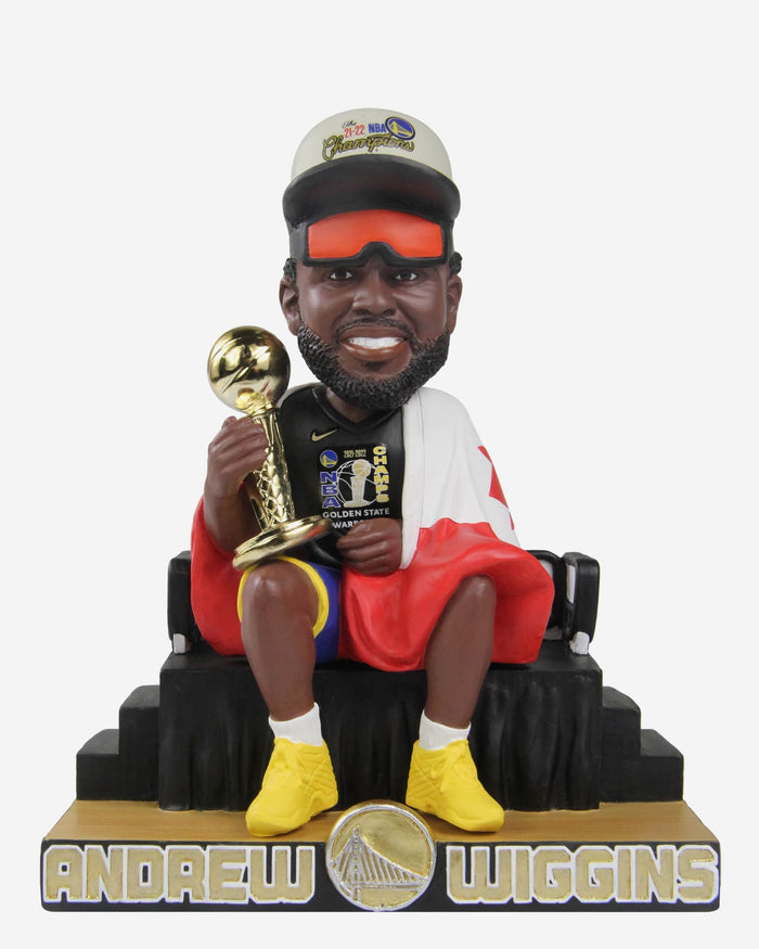 Andrew Wiggins Golden State Warriors Trophy And Flag Bobblehead FOCO - FOCO.com