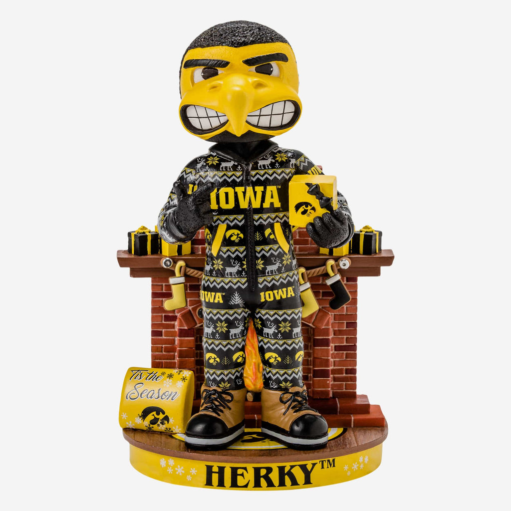 Herky The Hawk Iowa Hawkeyes Holiday Mascot Bobblehead FOCO - FOCO.com