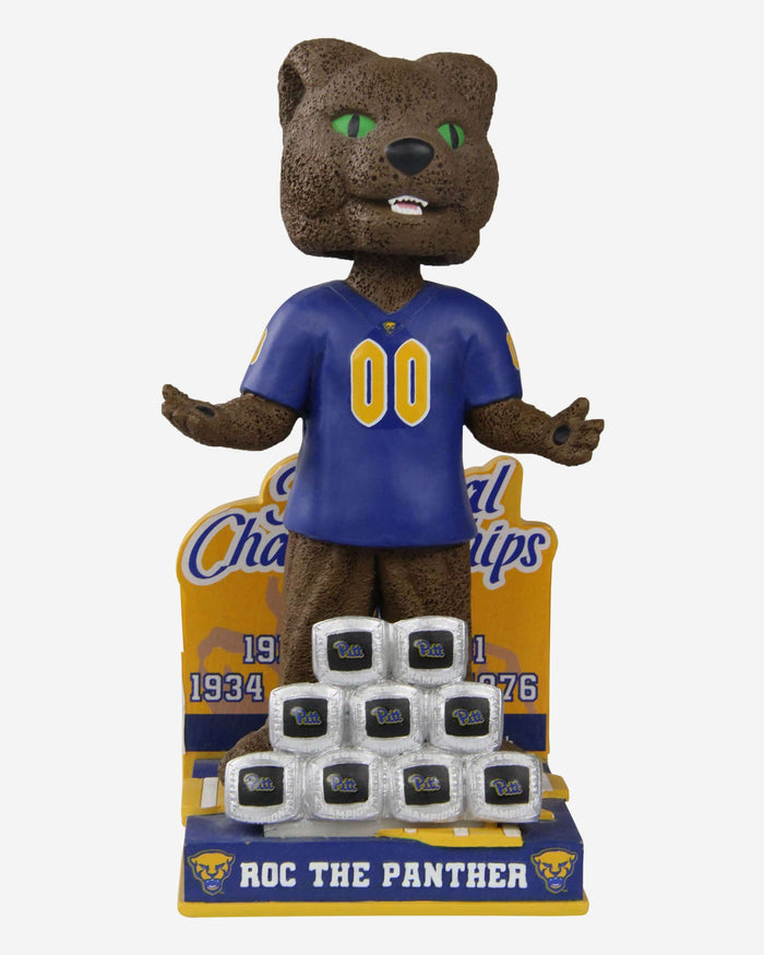 ROC the Panther Pittsburgh Panthers 9x National Championship Rings Mascot Bobblehead FOCO - FOCO.com