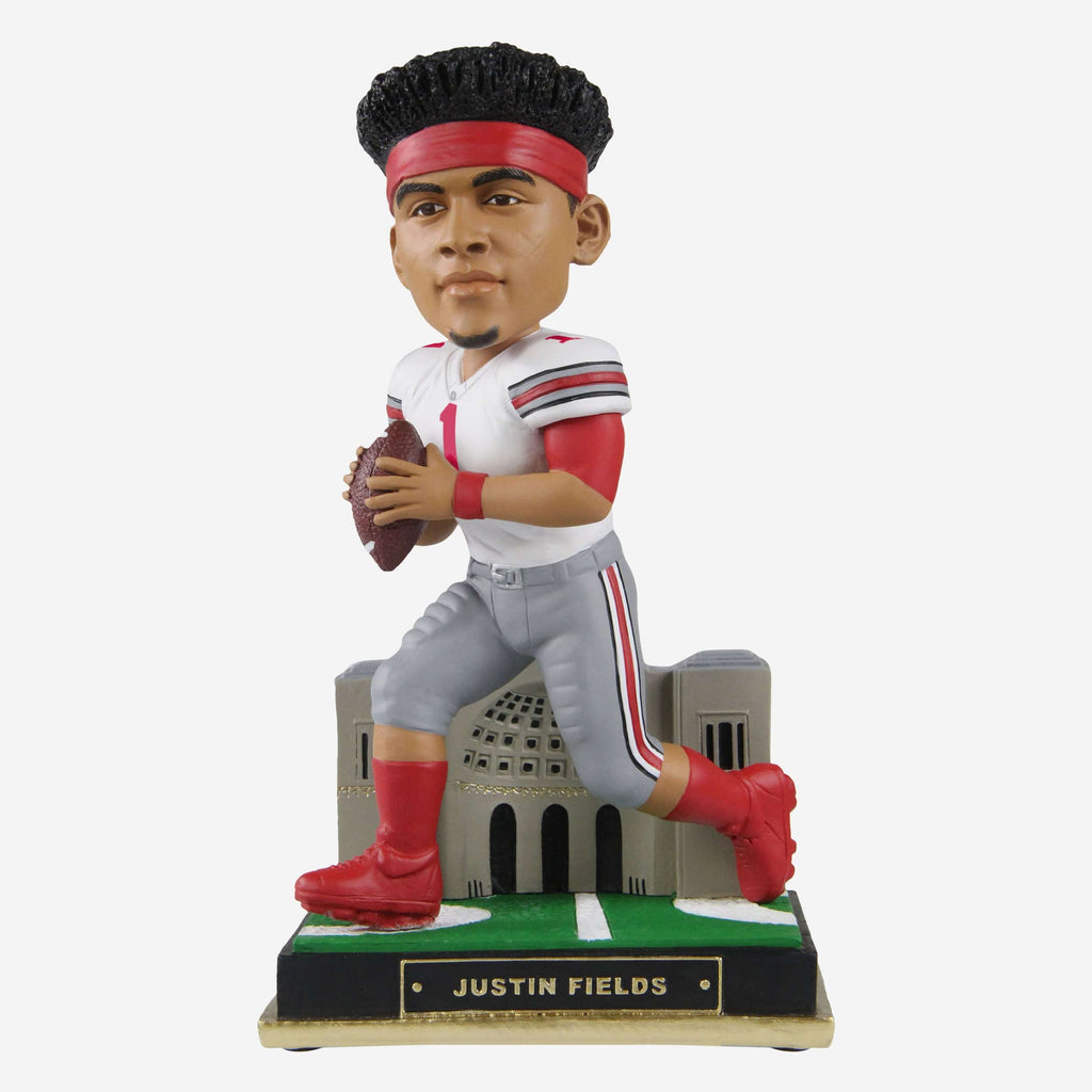 Justin Fields Ohio State Buckeyes White Jersey Gate Series Bobblehead FOCO - FOCO.com