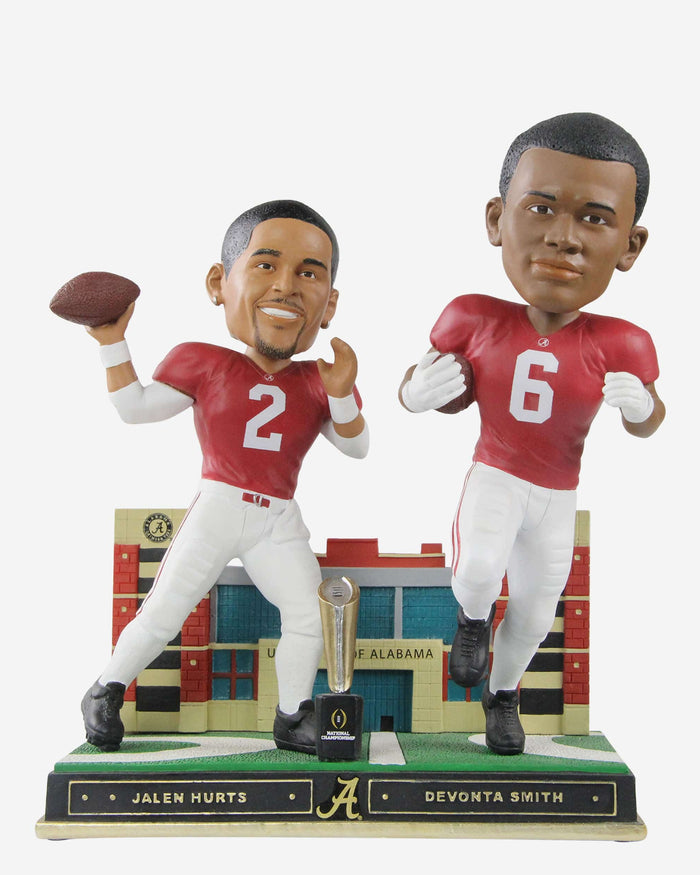 Jalen Hurts & Devonta Smith Alabama Crimson Tide 2017 Trophy Dual Bobblehead FOCO - FOCO.com