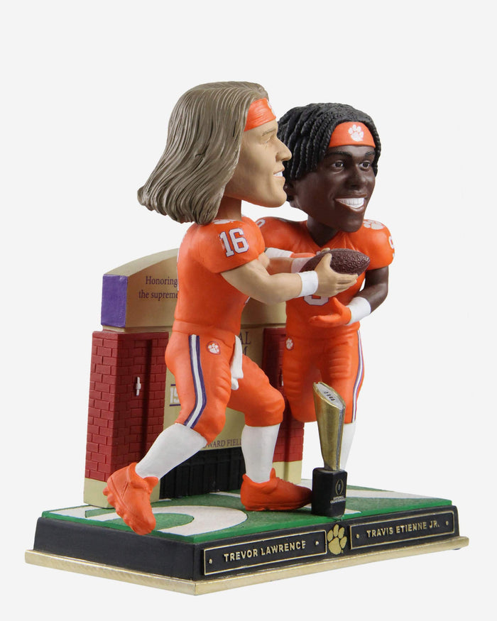 Trevor Lawrence & Travis Etienne Clemson Tigers 2018 Trophy Dual Bobblehead FOCO - FOCO.com