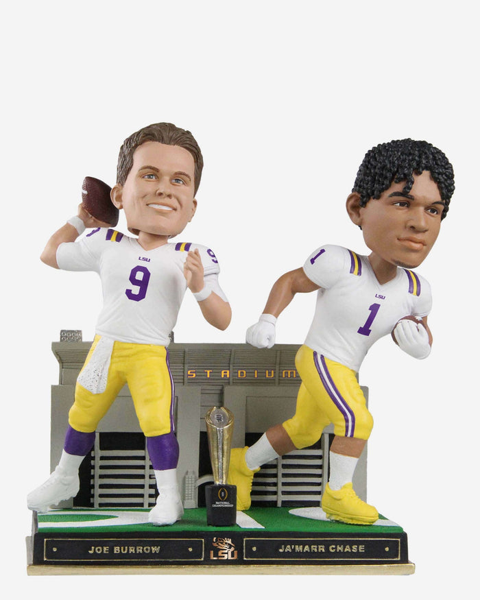 Joe Burrow & Ja'Marr Chase LSU Tigers 2019 Trophy Dual Bobblehead FOCO - FOCO.com