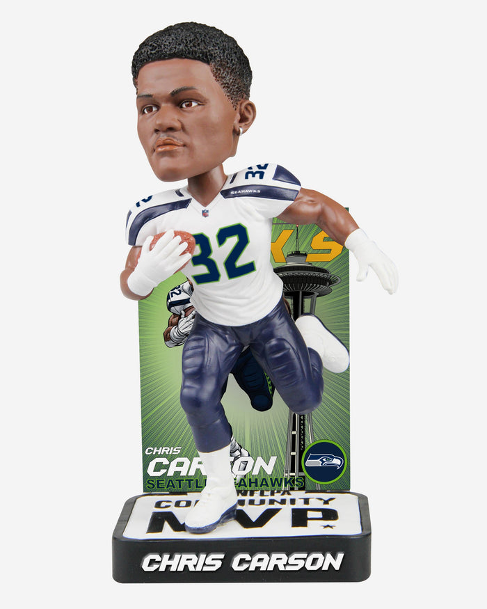 Chris Carson Seattle Seahawks 2018 Community MVP Award Bobblehead FOCO - FOCO.com