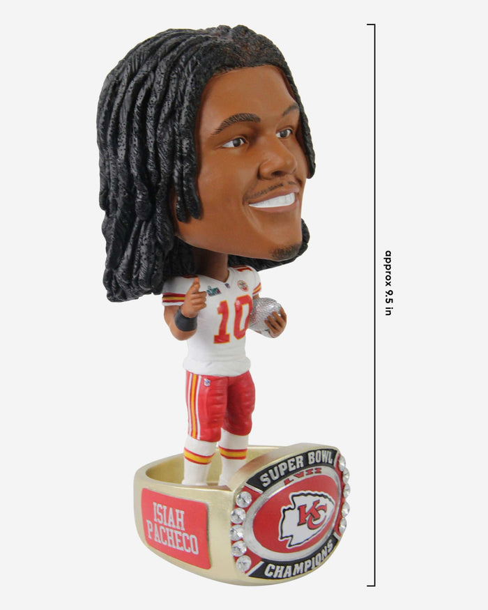 Isiah Pacheco Kansas City Chiefs Super Bowl LVII Champions Ring Base Bighead Bobblehead FOCO - FOCO.com