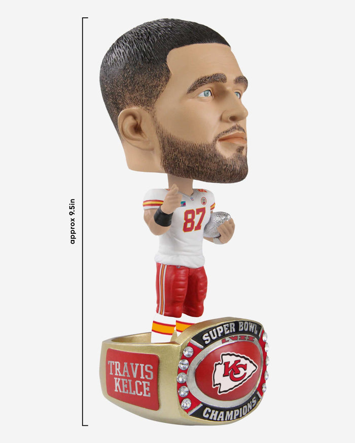 Travis Kelce Kansas City Chiefs Super Bowl LVII Champions Ring Base Bighead Bobblehead FOCO - FOCO.com