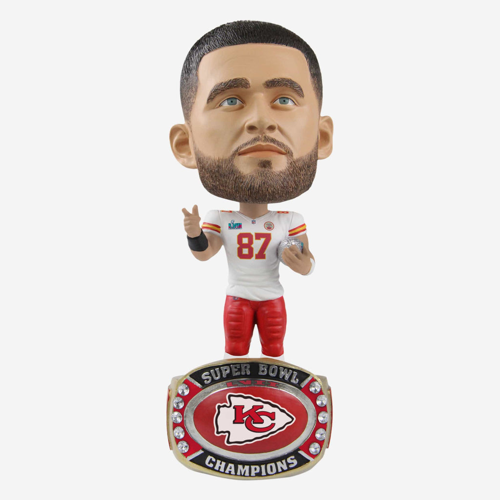 Travis Kelce Kansas City Chiefs Super Bowl LVII Champions Ring Base Bighead Bobblehead FOCO - FOCO.com
