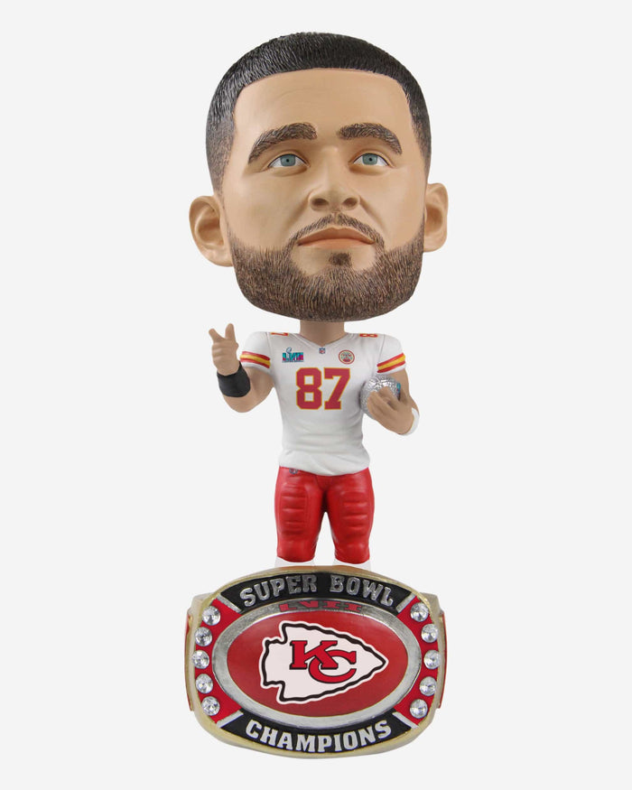 Travis Kelce Kansas City Chiefs Super Bowl LVII Champions Ring Base Bighead Bobblehead FOCO - FOCO.com