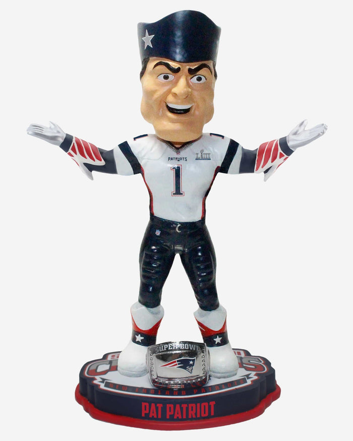 Pat Patriot New England Patriots Super Bowl LIII Champions Mascot Bobblehead FOCO - FOCO.com