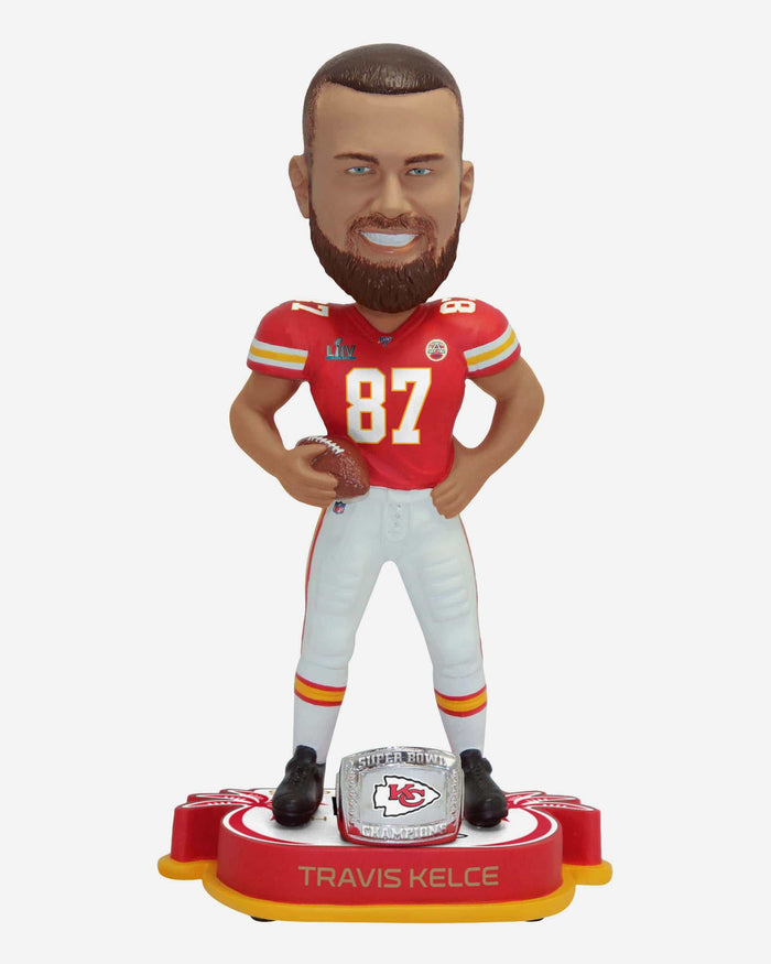 Travis Kelce Kansas City Chiefs Super Bowl LIV Champions Bobblehead FOCO - FOCO.com