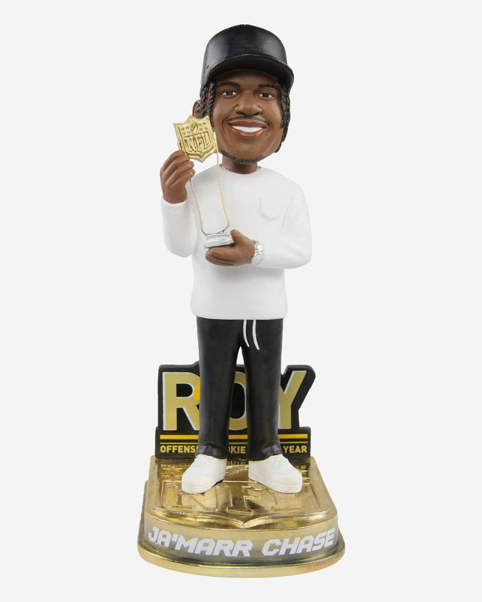 Ja'Marr Chase Cincinnati Bengals 2021 Offensive Rookie Of The Year Bobblehead FOCO - FOCO.com