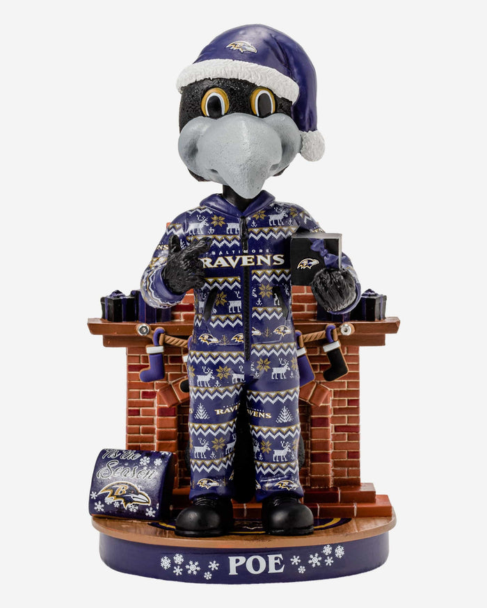 Poe Baltimore Ravens Holiday Mascot Bobblehead FOCO - FOCO.com