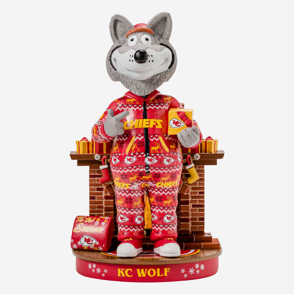 KC Wolf Kansas City Chiefs Holiday Mascot Bobblehead FOCO - FOCO.com