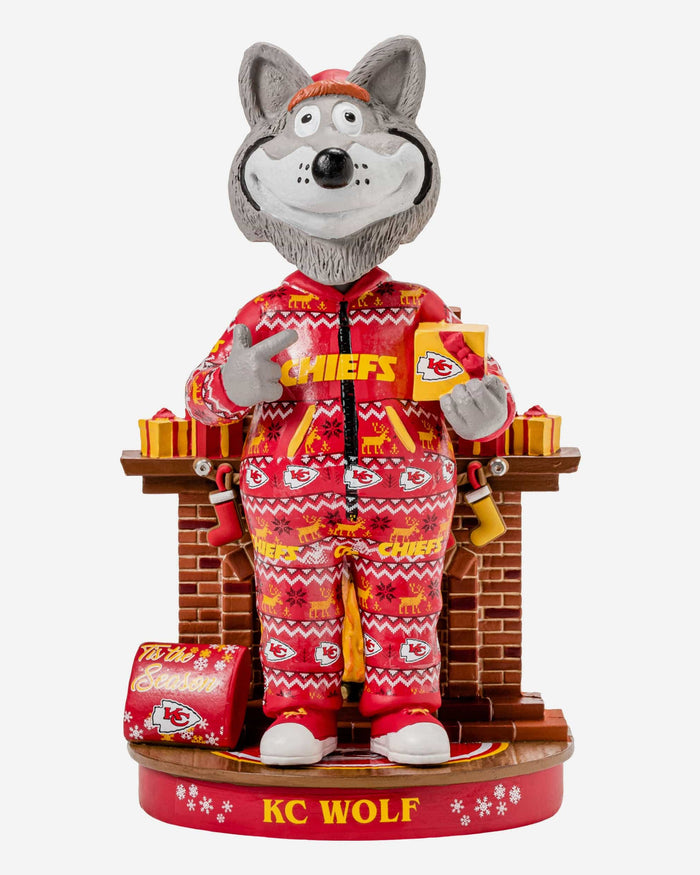 KC Wolf Kansas City Chiefs Holiday Mascot Bobblehead FOCO - FOCO.com