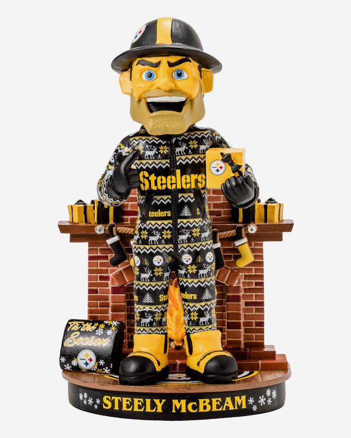 Steely McBeam Pittsburgh Steelers Holiday Mascot Bobblehead FOCO - FOCO.com