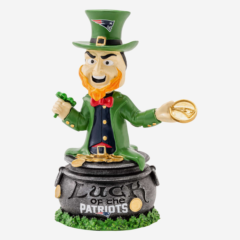 Pat the Patriot New England Patriots Saint Patricks Day Mascot Bobblehead FOCO - FOCO.com