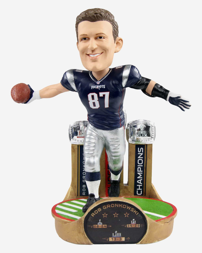 Rob Gronkowski New England Patriots 3x Super Bowl Champion Bobblehead FOCO - FOCO.com