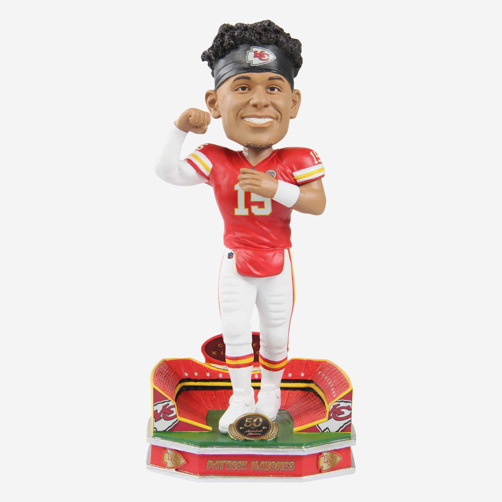 Patrick Mahomes Kansas City Chiefs Arrowhead Stadium 50th Anniversary Bobblehead FOCO - FOCO.com