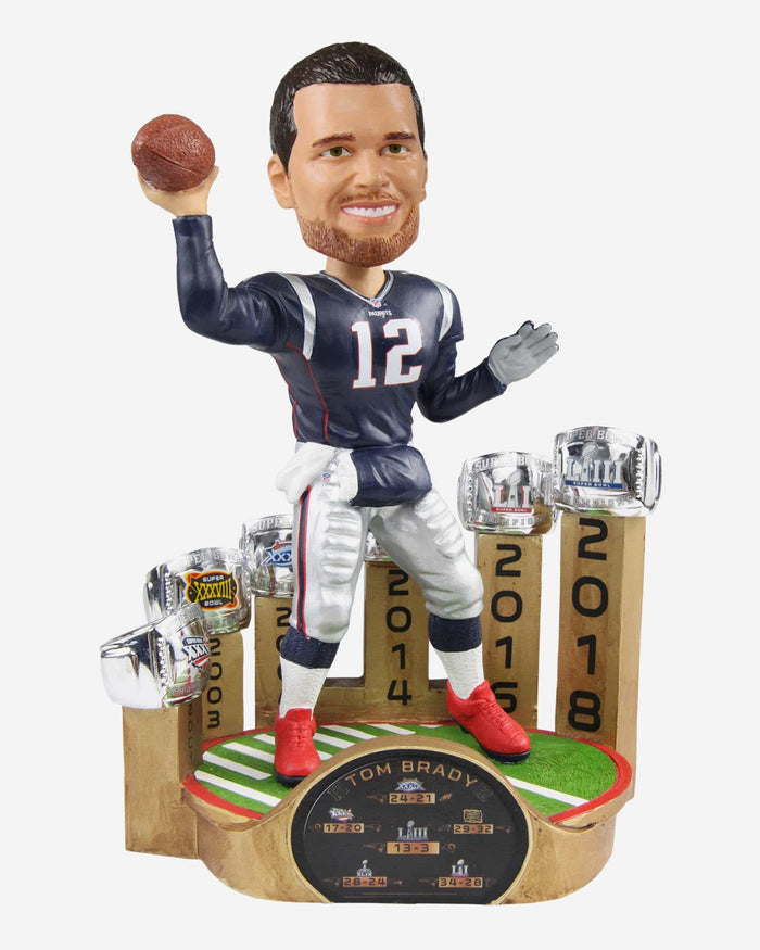 Tom Brady New England Patriots 6X Super Bowl Champion Bobblehead FOCO - FOCO.com