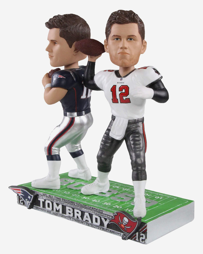 Tom Brady Tampa Bay Buccaneers & New England Patriots All Time Passing Record Dual Bobblehead FOCO - FOCO.com