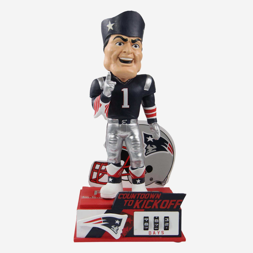 Pat The Patriot New England Patriots Countdown To Kickoff Mascot Bobblehead FOCO - FOCO.com