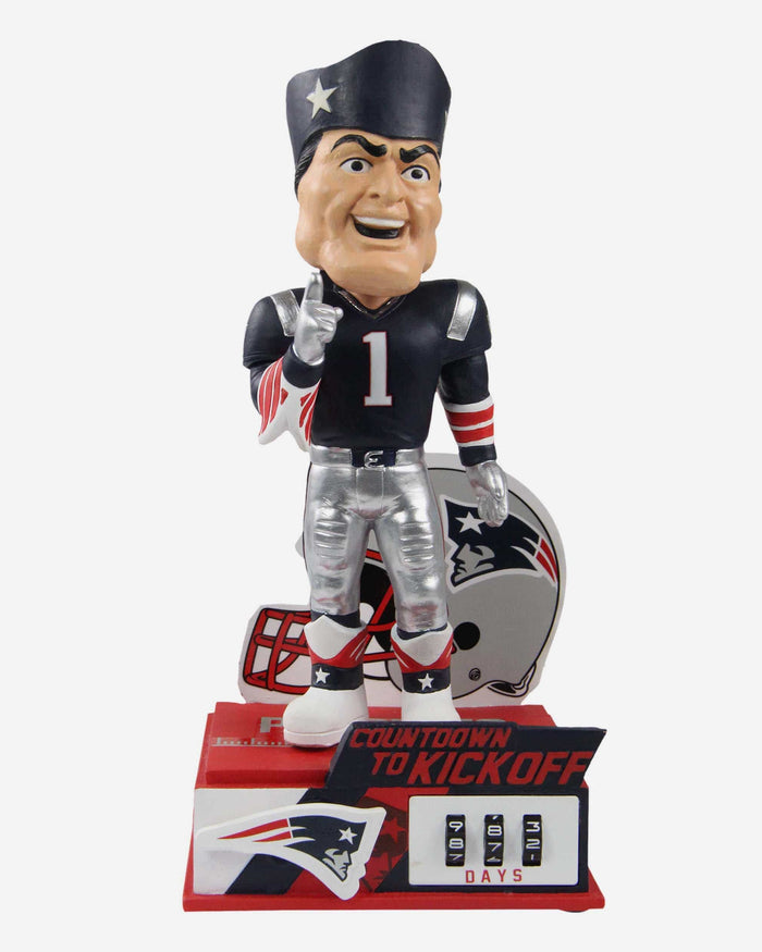 Pat The Patriot New England Patriots Countdown To Kickoff Mascot Bobblehead FOCO - FOCO.com