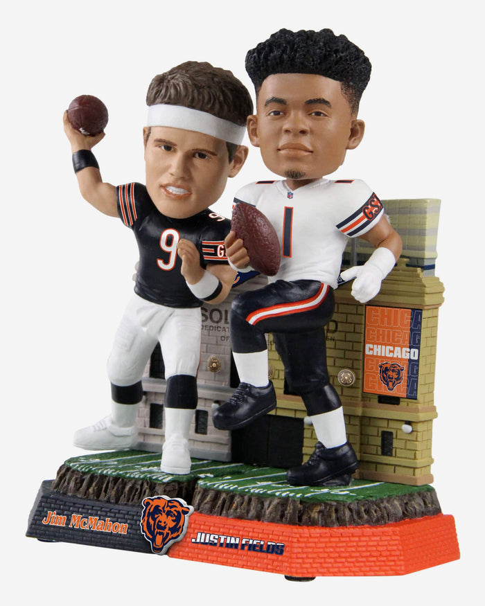 Jim McMahon & Justin Fields Chicago Bears Then and Now Bobblehead FOCO - FOCO.com